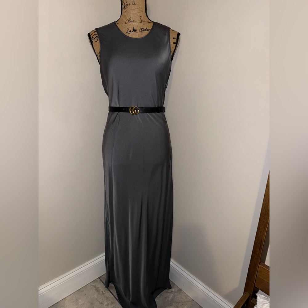 Quince Women Washable Stretch Silk/Spandex Tank Maxi Black Dress L